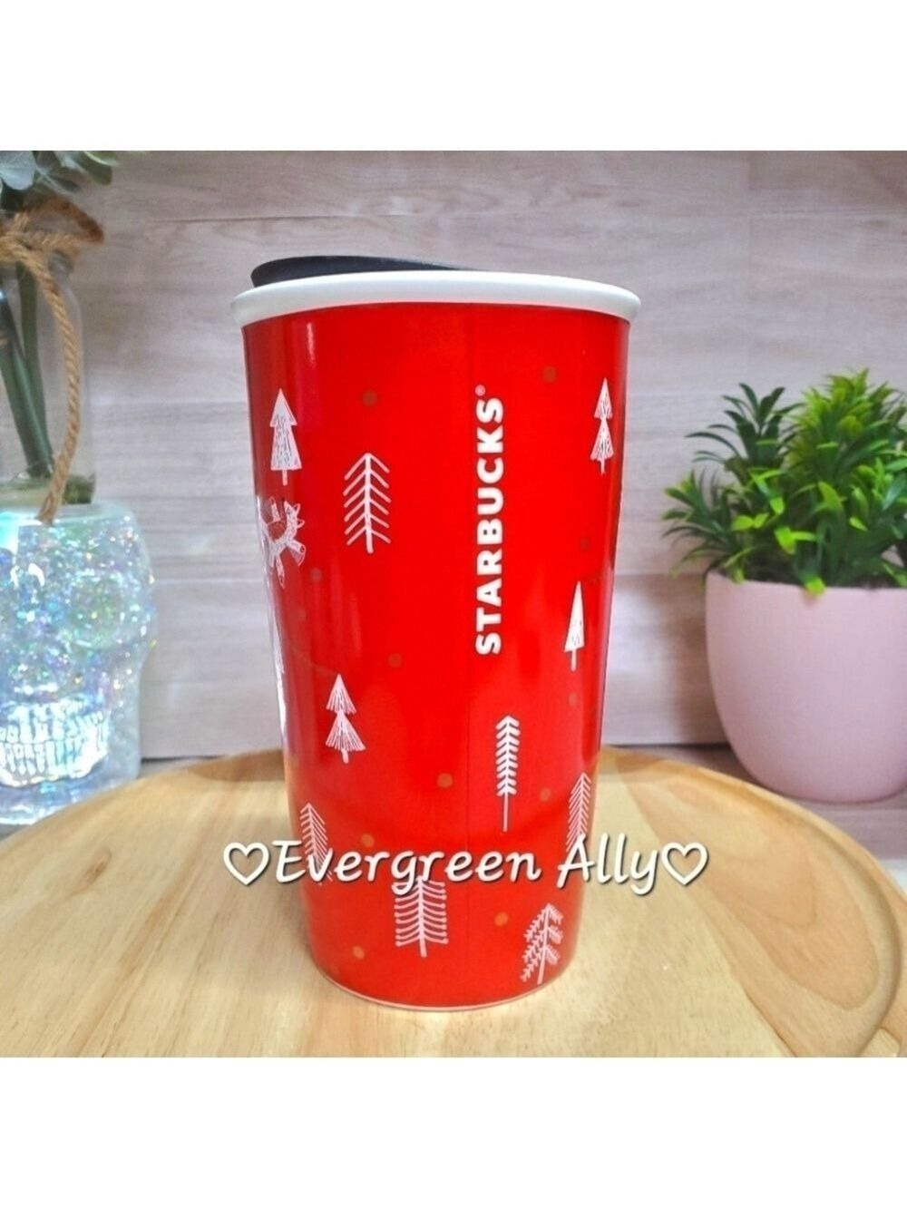 Starbucks Christmas Tree Gnomes  Double Wall Ceramic Mug Red White *